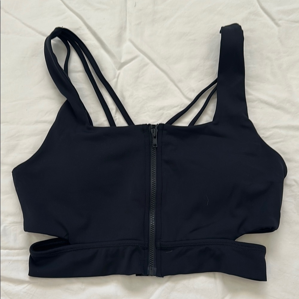 BuffBunny Black Zip-Up Sports Bra